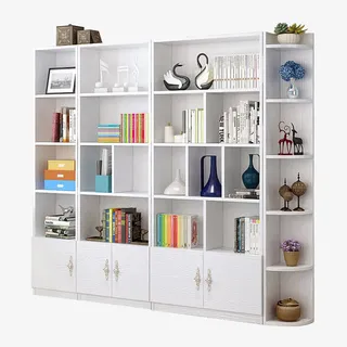 简约现代松木书柜免抠