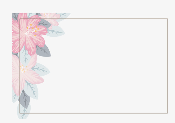 美丽花朵明信片标签免抠