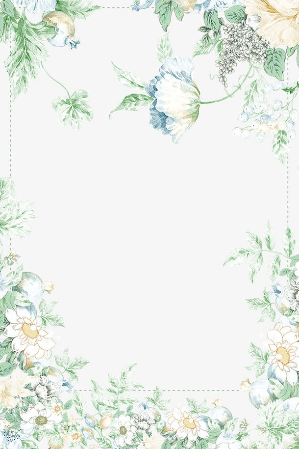 田园风手绘花朵边框免抠