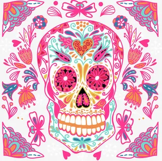 粉色抽象骷髅插画矢量免抠