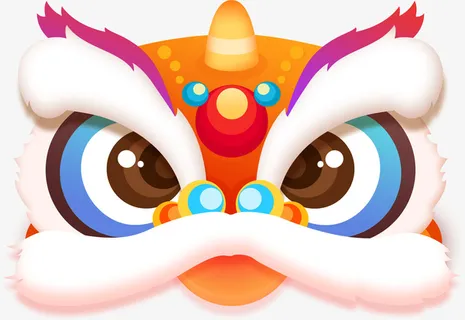中国风舞狮卡通狮子头免抠