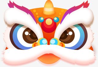 中国风舞狮卡通狮子头免抠