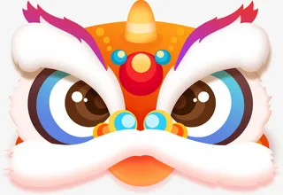 中国风舞狮卡通狮子头免抠