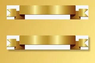 黄色渐变丝带标签装饰免抠
