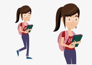 抱着课本的学生免抠