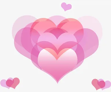 紫红色心形叠加免抠