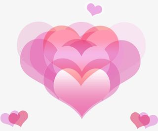 紫红色心形叠加免抠