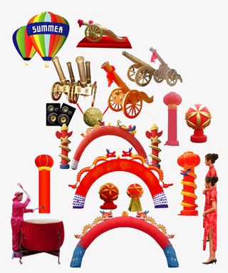 开业庆典礼炮气拱门集免抠