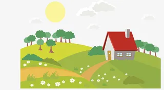 美丽春天郊外小屋免抠