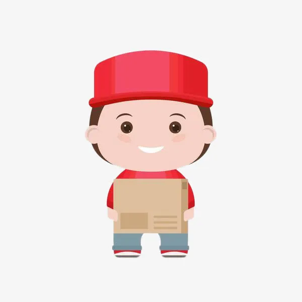 手绘卡通搬箱子免抠