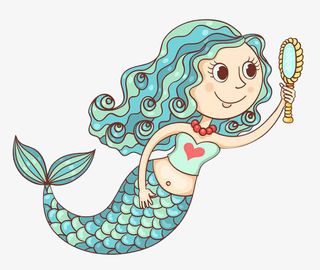 拿镜子的人鱼免抠