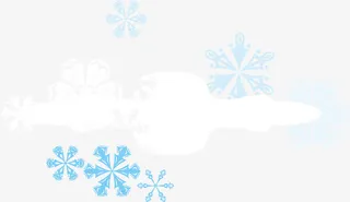 蓝色雪花冰雪边框元素免抠
