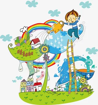 五彩缤纷的风景免抠