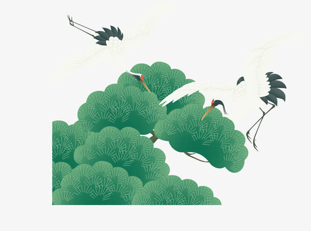 松鹤延年矢量白鹤长寿免抠