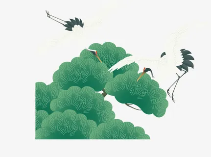 松鹤延年矢量白鹤长寿免抠