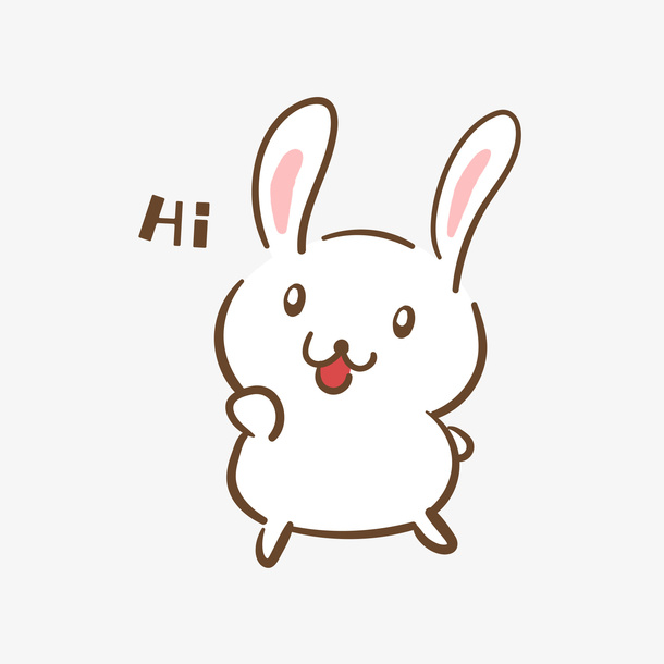 手绘卡通可爱小兔hi表情包免抠