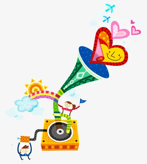 手绘卡通音乐播放器免抠