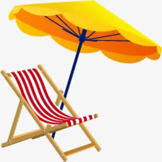 沙滩椅子遮阳伞夏天免抠