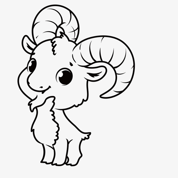 简笔素描可爱山羊免抠