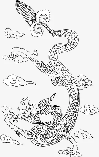 黑色水墨龙矢量图免抠