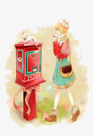 唯美手绘人物插画免抠