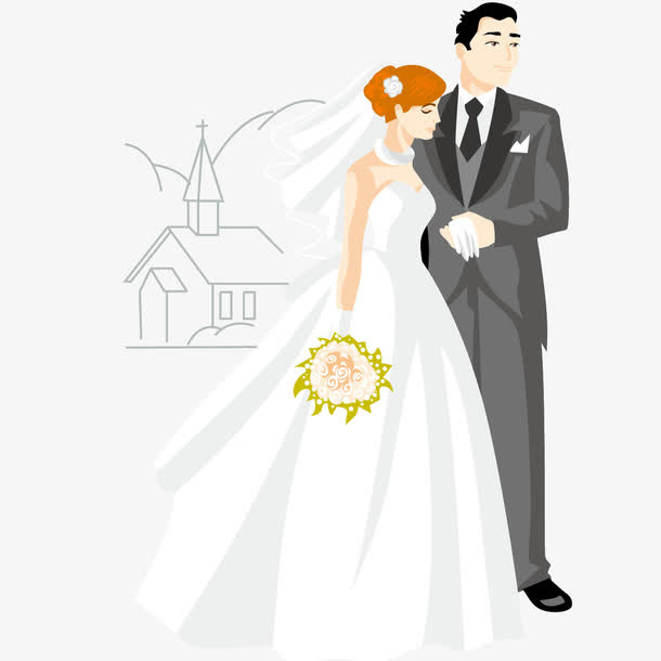 结婚的新人矢量免抠