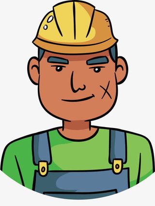 手绘工地劳动者免抠
