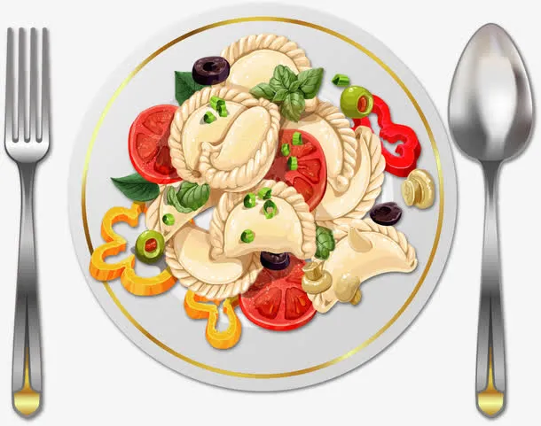 矢量手绘饺子免抠