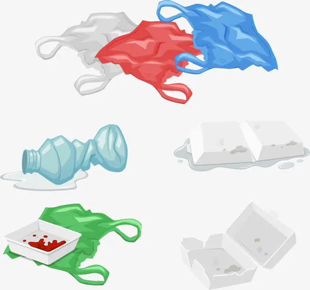 矢量手绘塑料垃圾免抠