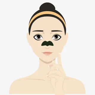 女孩贴黑头免抠