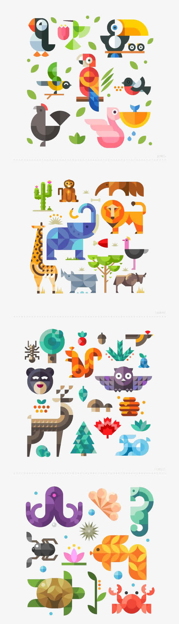 扁平化卡通小鸟免抠