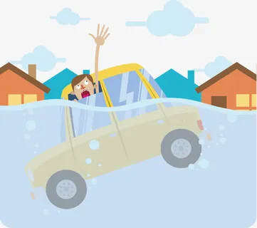 发洪水淹没的房屋汽车免抠 发洪水淹没的房屋汽车免抠