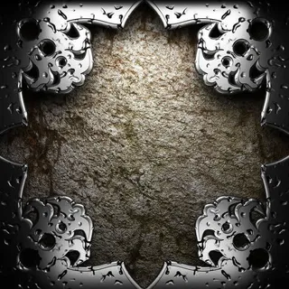 金属材质边框与岩石背景