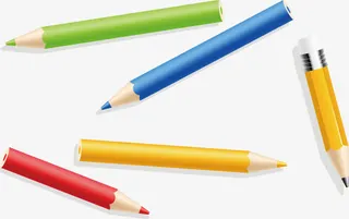 手绘多彩学生用具矢量素材免抠