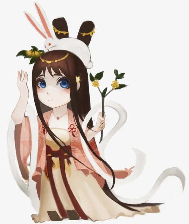 卡通手绘嫦娥装饰图案免抠