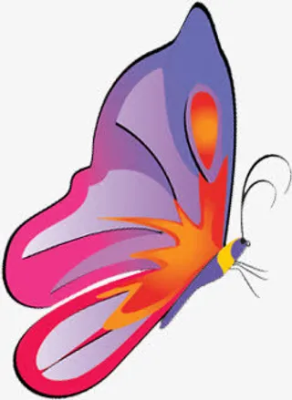 紫色唯美手绘蝴蝶卡通免抠