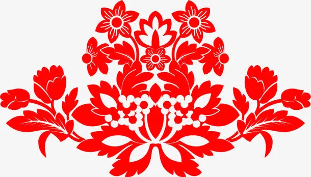 创意手绘开放的花卉图案免抠