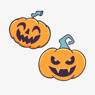 万圣节两个南瓜怪免抠