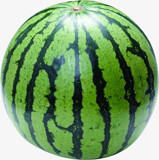 手绘绿色新鲜条纹西瓜免抠