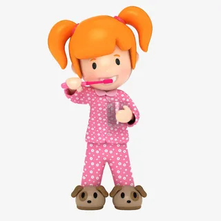 刷牙的卡通立体女孩免抠