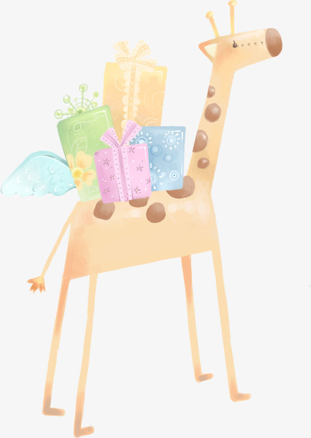 教师节礼盒长颈鹿卡通效果免抠