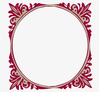 手绘红色复古圆形边框免抠
