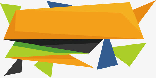 橘色拼图几何标题框免抠