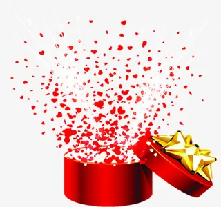 情人节礼物礼盒打开喷出免抠