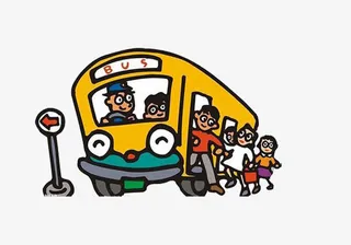 挤公交车场景图免抠