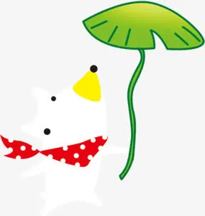 手绘创意卡通小狗狗荷叶免抠