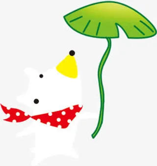 手绘创意卡通小狗狗荷叶免抠