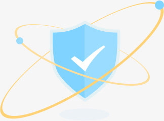 蓝色卡通盾牌对号免抠