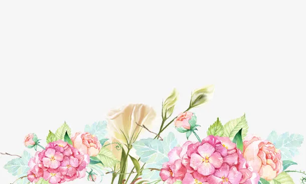 浅色花朵装饰化妆品行业免抠