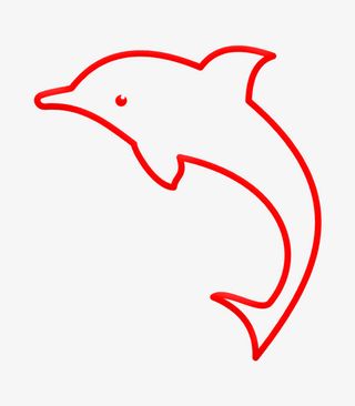 红色线条海豚手绘图免抠